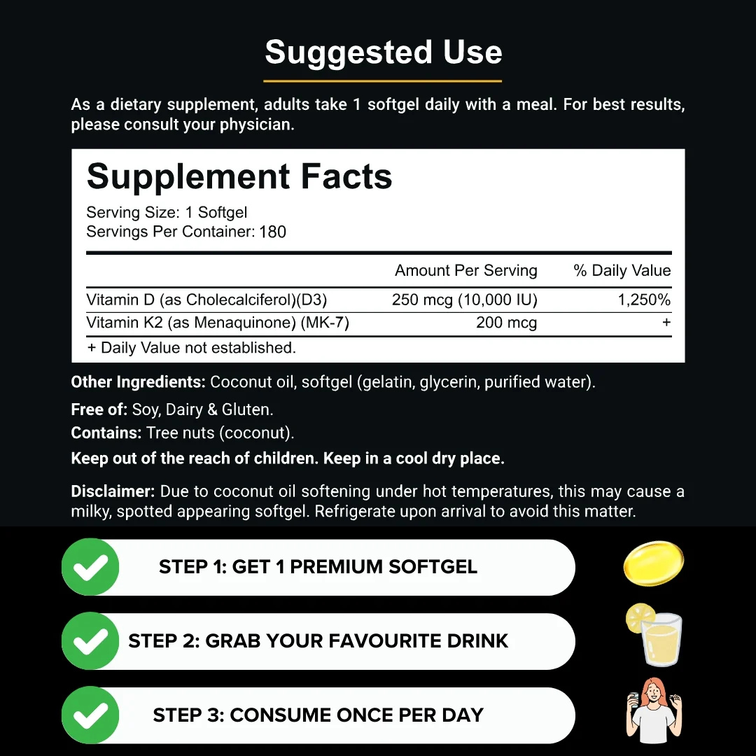 D3 & K2 Soft Gels (90 Days)